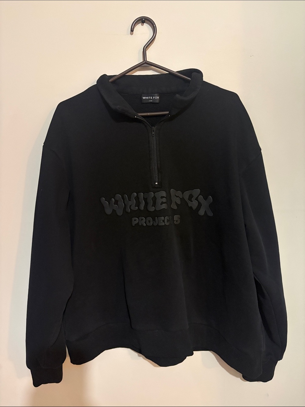 White Fox Boutique Black Half-Zip Logo Pullover